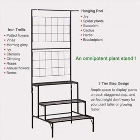 img 3 attached to 3-Tier Metal Hanging Plant Stand Planter Shelves Flower Pot Organizer Rack Display Holder Shelf Indoor Outdoor Heavy Duty Planter Shelving Unit With Grid Panel