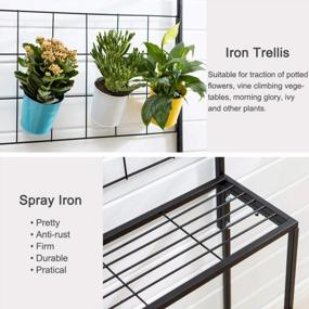img 1 attached to 3-Tier Metal Hanging Plant Stand Planter Shelves Flower Pot Organizer Rack Display Holder Shelf Indoor Outdoor Heavy Duty Planter Shelving Unit With Grid Panel