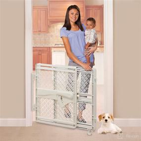 img 3 attached to 🚪 Versatile Summer Walk-Thru Baby Gate for Doorways & Stairways, 27.5"-42" Wide, Beige Plastic, 28” Tall