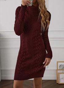 img 2 attached to AZOKOE Women'S Cable Knit Sweater Dress With Asymmetric Button Detail - Slim Fit Mini Jumper For Chic Style