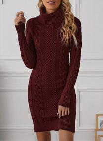 img 3 attached to AZOKOE Women'S Cable Knit Sweater Dress With Asymmetric Button Detail - Slim Fit Mini Jumper For Chic Style