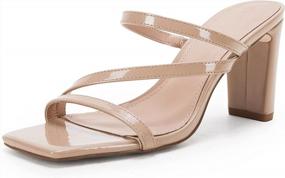 img 4 attached to Stylish & Comfortable: Women'S Square Toe Slip-On Heeled Sandals For Summer Dress Shoes