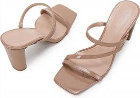 img 1 attached to Stylish & Comfortable: Women'S Square Toe Slip-On Heeled Sandals For Summer Dress Shoes