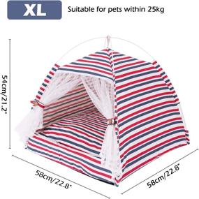 img 2 attached to 🐱 laameiPet Cat Tent Bed with Removable Cushion Pad - Portable & Cozy Shelter for Cats & Small Dogs - X-Large Stripe