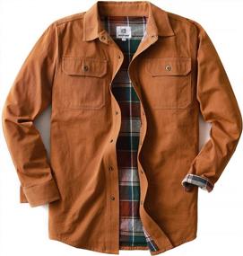img 4 attached to Heavyweight Canvas Shirt Jacket For Men With Flannel Lining By MOCOTONO - Ideal For Cold Weather