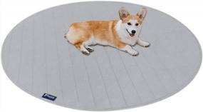 img 4 attached to Reusable Dog Pee Pads With Waterproof Coating - 48" Round Quilted Training Mats, Fast Absorbing And Washable For Housebreaking And Whelping