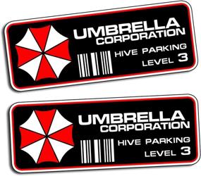 img 1 attached to 🧟 Resident Evil Vinyl Decal Sticker PAIR | Umbrella Corporation Hive Parking Level 3