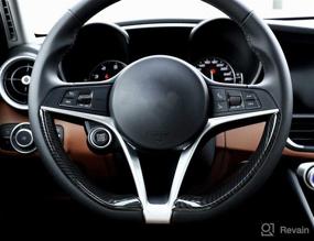 img 2 attached to 🚗 Enhance your Alfa Giulia Stelvio 2017 with ABS Plastic Carbon Fiber Style Steering Wheel Decoration Frame Cover