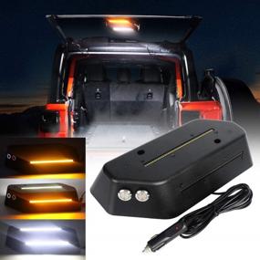 img 4 attached to Jeep Wrangler JL JLU LED Trunk & Rear Glass Light With White/Amber Warning Signals For Camping, Fishing & Outdoor Adventures - COWONE Cargo Dome Light For 2018-2021 Models