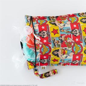 img 1 attached to 👜 Wonder Woman DC Comics Waterproof Wet Bag - Travel, Beach, Pool, Stroller, Diapers, Gym Clothes, Swimsuits, Toiletries - 12x14, Washable & Reusable