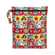 👜 wonder woman dc comics waterproof wet bag - travel, beach, pool, stroller, diapers, gym clothes, swimsuits, toiletries - 12x14, washable & reusable logo