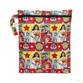 img 4 attached to 👜 Wonder Woman DC Comics Waterproof Wet Bag - Travel, Beach, Pool, Stroller, Diapers, Gym Clothes, Swimsuits, Toiletries - 12x14, Washable & Reusable