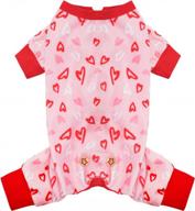 ❤️ kyeese valentine's day dog pajamas: pink heart patterned pjs for small dogs - soft, stretchable velvet onesie for holiday comfort logo