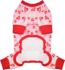 img 3 attached to ❤️ KYEESE Valentine's Day Dog Pajamas: Pink Heart Patterned PJs for Small Dogs - Soft, Stretchable Velvet Onesie for Holiday Comfort