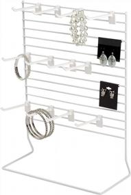 img 4 attached to 12-Peg White Wire Countertop Rack - 12"W X 15"H - Retail, Convenience, And Thrift Stores Impulse Buy Display At Checkout - Use For Home Jewelry Organization - Great For Earrings And Bracelets
