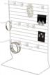 12-peg white wire countertop rack - 12"w x 15"h - retail, convenience, and thrift stores impulse buy display at checkout - use for home jewelry organization - great for earrings and bracelets logo