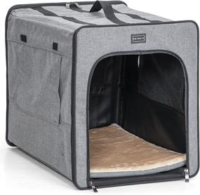 img 4 attached to 🐶 Petsfit Sturdy Collapsible Soft Dog Crate with Wire Frame, Travel-Ready (L: 31" x 21" x 26", Light Grey A)