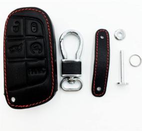 img 2 attached to JEEP FIAT DODGE Smart Remote Key Case - Black Leather Cover Jacket Fob, Keyless Remote Holder Skin