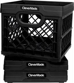 img 4 attached to 3 Pack Of 25L Black CleverMade Collapsible Milk Crates | Stackable Storage Bins & Folding Baskets