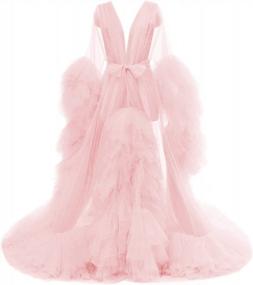 img 4 attached to Stunning Tulle Maternity Robe For Photoshoots And Bridal Parties - Yexinbridal'S Long Puffy Dressing Gown With Illusion Lingerie And Nightgown Combo