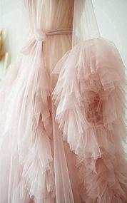 img 1 attached to Stunning Tulle Maternity Robe For Photoshoots And Bridal Parties - Yexinbridal'S Long Puffy Dressing Gown With Illusion Lingerie And Nightgown Combo