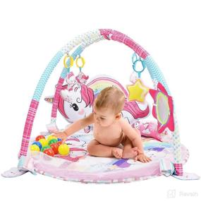 img 3 attached to 👶 BATTOP 4-in-1 Baby Play Mat Activity Gym with Ball Pit, Sensory Toys, Mirror, Head Rest – Cognitive Development Play Mat for Newborns, Babies, Toddlers (Pink) – Non Slip Tummy Time Mat