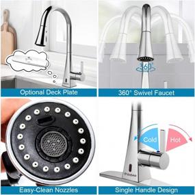 img 1 attached to Biear Touchless Kitchen Sink Faucet With 3-Speed Sprayer, Single Handle Flow 18In Pull Down Hose, Polished Chrome - 2 Motion Sensor Easy 1/3 Hole Install