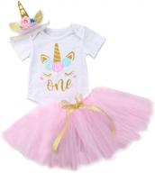 unicorn 1st birthday tutu dress outfit short sleeve romper+lace skirt+headband 3pcs baby girls clothes logo
