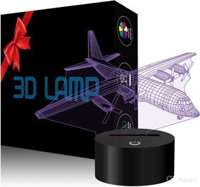 img 4 attached to YKLWORLD Airplane Night Light For Kids 3D Plane Llusion Lamp 7 Color Changing Touch Control With USB Cable LED Table Desk Decor Lamps Fighter Toy Christmas Birthday Gifts For Men Boys Pilot