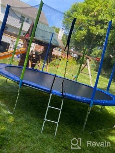 img 1 attached to Safe And Fun Outdoor Trampoline For Kids And Adults: Merax 12FT/14FT/16FT Trampoline With Safety Enclosure, Wind Stakes, And Ladder review by Robert Pearson