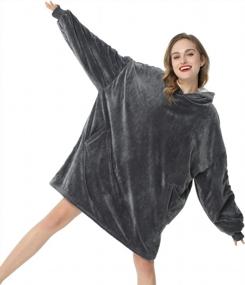 img 4 attached to Dark Gray Oversized Hooded Blanket Sweatshirt - Super Soft & Warm For Men, Women & Kids!