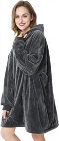 img 3 attached to Dark Gray Oversized Hooded Blanket Sweatshirt - Super Soft & Warm For Men, Women & Kids!