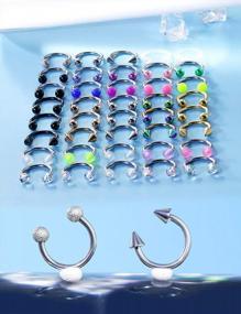 img 1 attached to 16G Surgical Steel Piercing Jewelry Set - Horseshoe, Cartilage, Helix, Tragus, Eyebrow, Lip Hoops, Retainers - 36-40 Pcs For Women And Men - Available In 8Mm And 10Mm Sizes - Ftovosyo