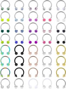 img 4 attached to 16G Surgical Steel Piercing Jewelry Set - Horseshoe, Cartilage, Helix, Tragus, Eyebrow, Lip Hoops, Retainers - 36-40 Pcs For Women And Men - Available In 8Mm And 10Mm Sizes - Ftovosyo