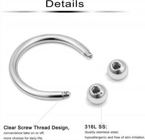 img 3 attached to 16G Surgical Steel Piercing Jewelry Set - Horseshoe, Cartilage, Helix, Tragus, Eyebrow, Lip Hoops, Retainers - 36-40 Pcs For Women And Men - Available In 8Mm And 10Mm Sizes - Ftovosyo