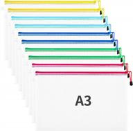 сетчатые пакеты для документов на молнии формата a3, 10 шт. — водонепроницаемые и универсальные для школы, офиса и путешествий логотип