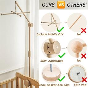 img 1 attached to 🔨 Lanttoe Wooden Crib Mobile Arm 33 Inches for Baby Nursery - Baby Mobile for Crib with Matching Nursery Mobile Attachment - Enhanced Silicone Gasket Anti-Slip Clamping System