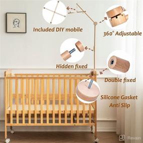 img 3 attached to 🔨 Lanttoe Wooden Crib Mobile Arm 33 Inches for Baby Nursery - Baby Mobile for Crib with Matching Nursery Mobile Attachment - Enhanced Silicone Gasket Anti-Slip Clamping System