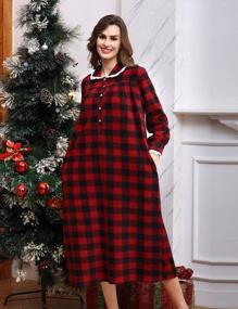 img 2 attached to Stay Cozy And Stylish With COLORFULLEAF Women'S Plaid Fleece Nightgowns With Lace Trim And Pockets