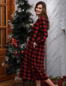 img 1 attached to Stay Cozy And Stylish With COLORFULLEAF Women'S Plaid Fleece Nightgowns With Lace Trim And Pockets