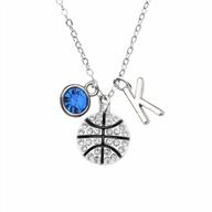 custom basketball necklace with birthstone & initial charm - perfect gift for female athletes and basketball enthusiasts logo