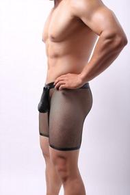 img 2 attached to Sexy Men'S Mesh Shorts With Faux Leather And Removable Pouch For Erotic Clubwear
