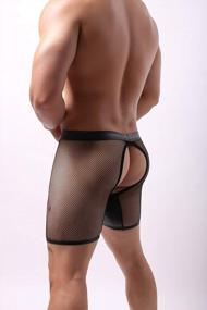 img 1 attached to Sexy Men'S Mesh Shorts With Faux Leather And Removable Pouch For Erotic Clubwear