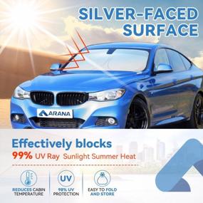 img 2 attached to Medium Plus 64"×34" Automotive Windshield Sun Shade Cover Retractable Foldable Sun Shield Block 99% UV Rays And Heat For Front Window Car Interior Protection