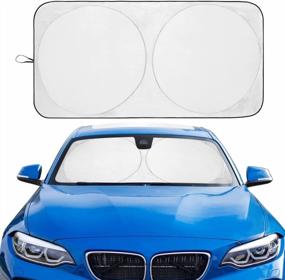 img 4 attached to Medium Plus 64"×34" Automotive Windshield Sun Shade Cover Retractable Foldable Sun Shield Block 99% UV Rays And Heat For Front Window Car Interior Protection