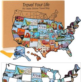 img 4 attached to 🗺️ Rifachua US RV State Sticker Travel Map: Animated Style Traveler Gift for Window, Door, or Wall - 50 USA States Visited Decals