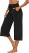 oyanus women's casual summer capris: comfy drawstring wide leg pants with pockets logo