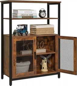 img 2 attached to Rustic Brown Usikey Storage Cabinet With 2 Doors, 3 Shelves & Industrial Cupboard - Perfect For Kitchen, Bedroom & Living Room!