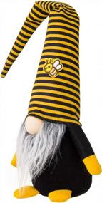 img 3 attached to Funoasis Bumble Bee Gnomes Scandinavian World Bee Day Plush Tomte Nisse Handmade Swedish Honey Bee Elf Home Farmhouse Kitchen Decor Bee Shelf Tiered Tray Decorations (Black)