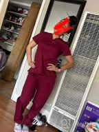 img 1 attached to SIVVAN Women'S Mock Wrap & Cargo Pants Scrub Set - Comfortable And Practical Workwear review by Dave Hess
